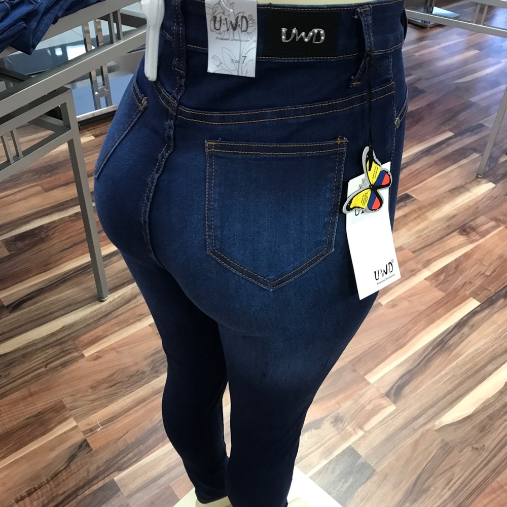 ‼️ Dark Highwaist Stretch Denim Jean High Rise - Picture 3 of 8